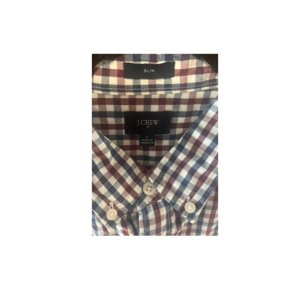 J.Crew Factory Slim Fit Gingham Long Sleeve Button Down‎ Shirt - Picture 3 of 4